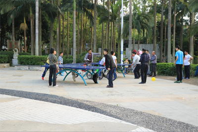 槟郎公园内的乒乓球设施